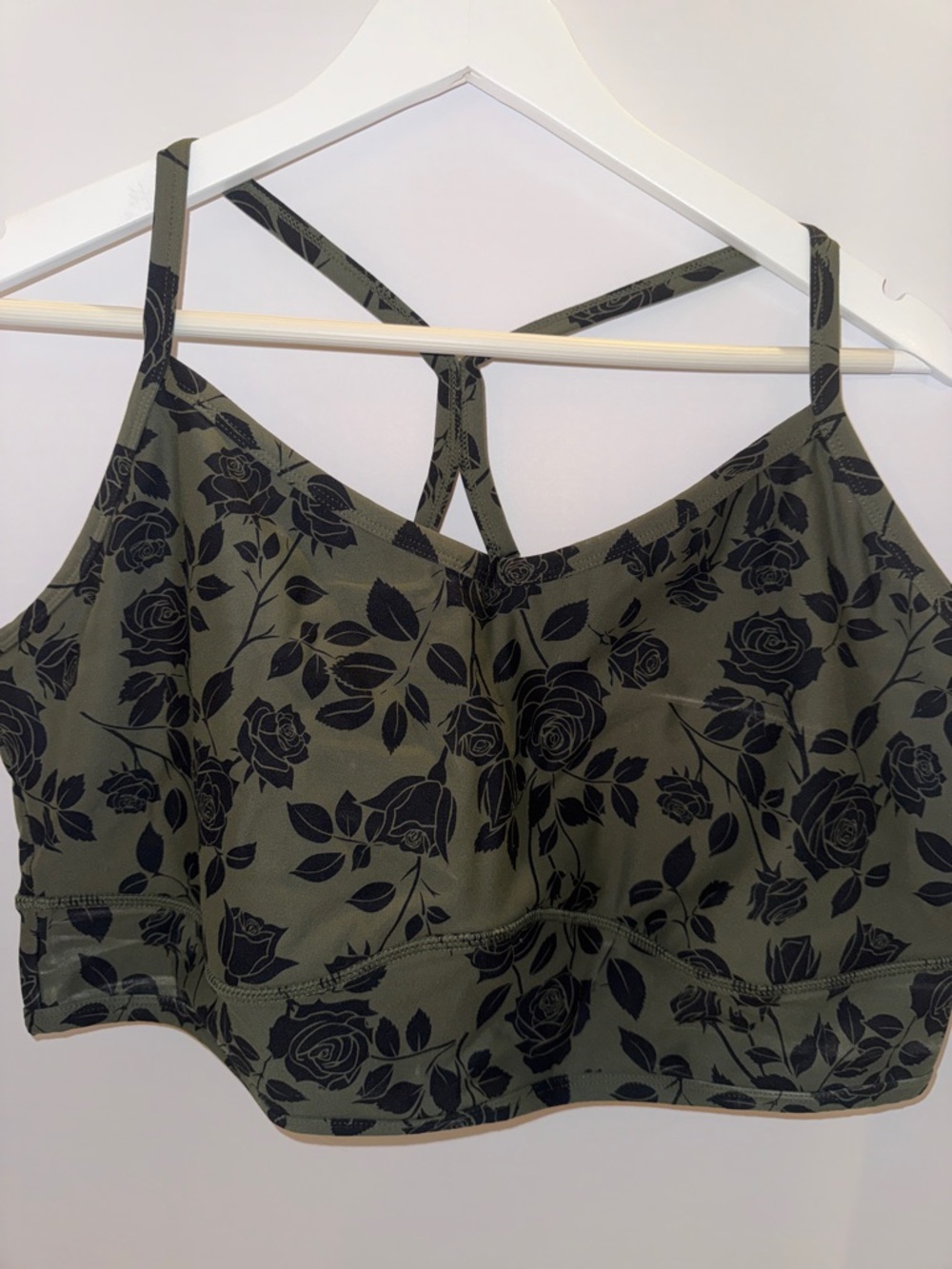 torrid Olive Green & Black Floral Sports Bra